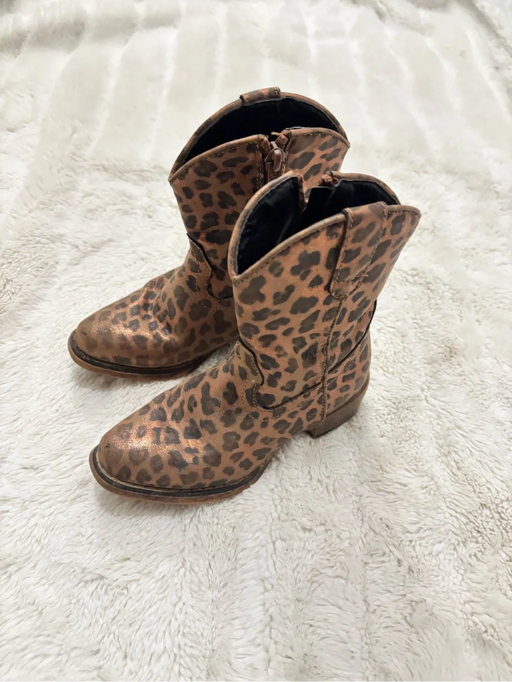 Roper Kids Leopard-Print Western Boots - Metallic Brown Girls size 7